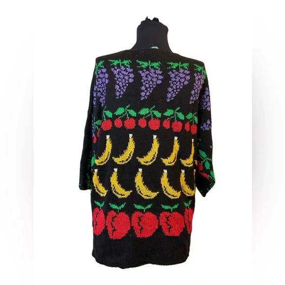 Vintage French Rags Hand-Loomed Fruit Crew Neck Sweater - Picture 4 of 16